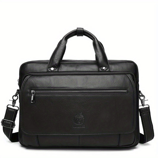 SCHLATUM Cowhide Leather Briefcase Business Handbag Computer Bag