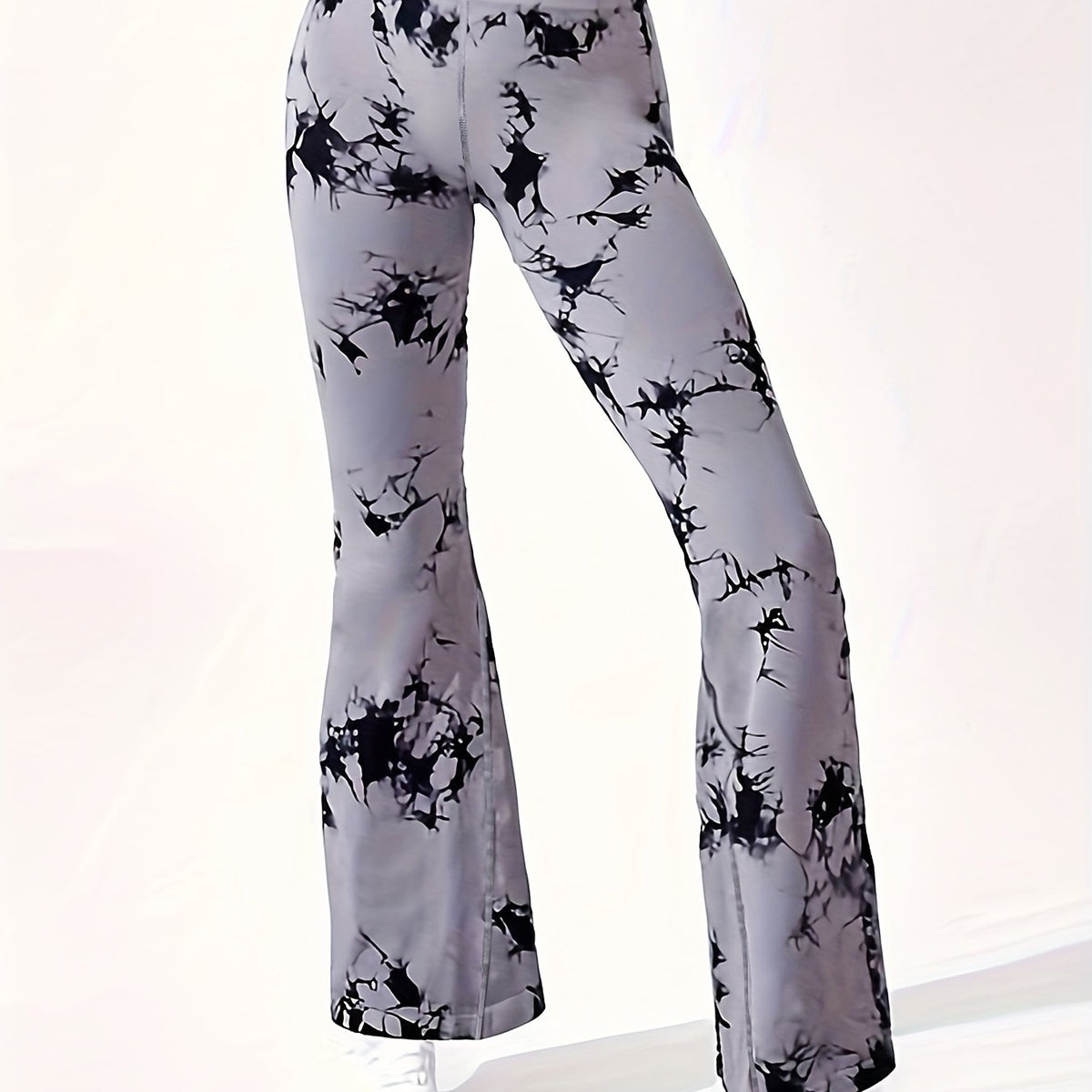 Women's Plus Tie Dye High Waisted Tummy Control Flared Leg Fitness Pants