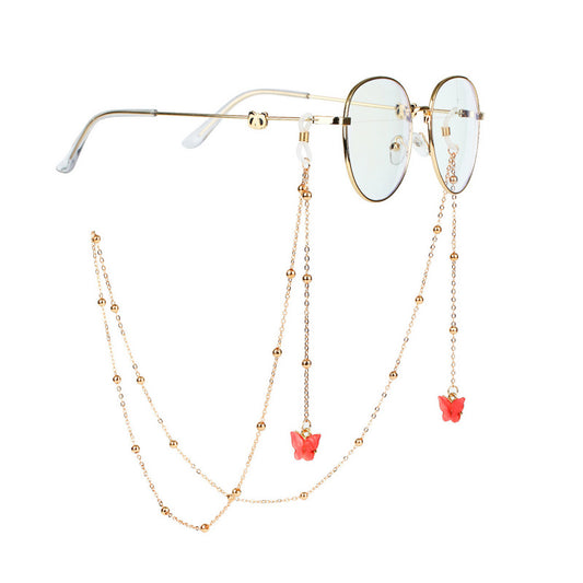 Alloy Butterfly Pendant Glasses Chain Colorful Mask Chain Necklace