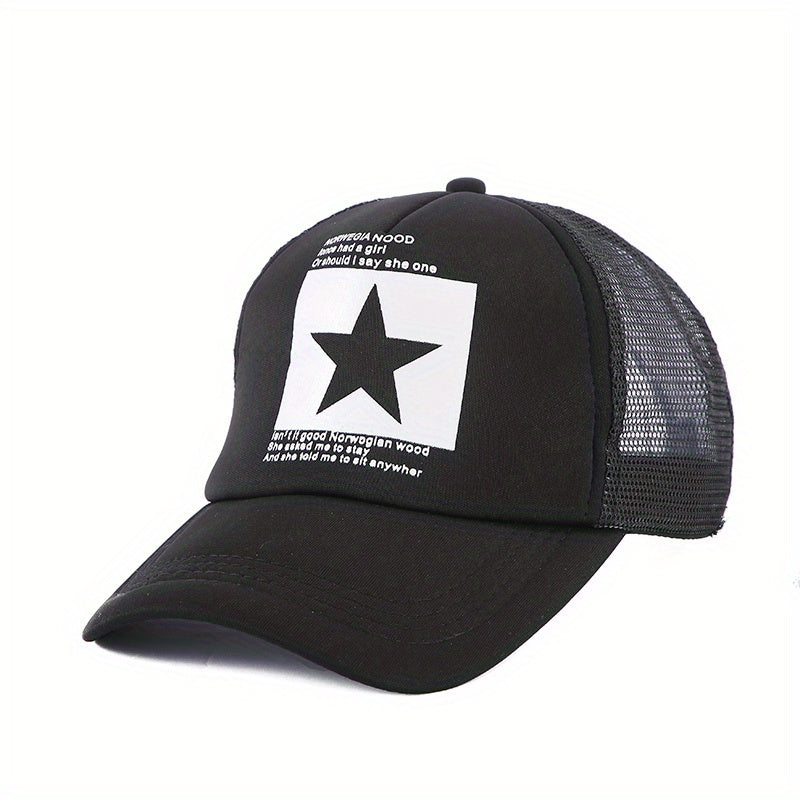 5 Pointed Star Graphic Mesh Baseball Cap Summer Caps