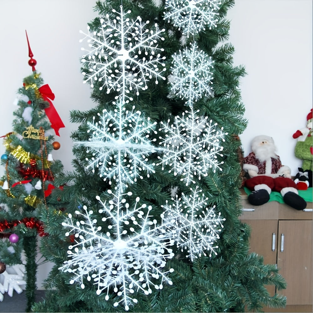 Christmas Tree Snowflake Ornaments, 2pcs, Holiday Party Decorations