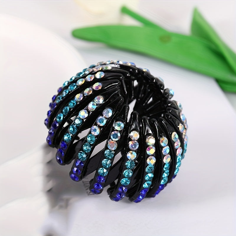 Rhinestone Magic Bird Nest Clip Hair Bun Maker Ponytail Holder Vintage Hair