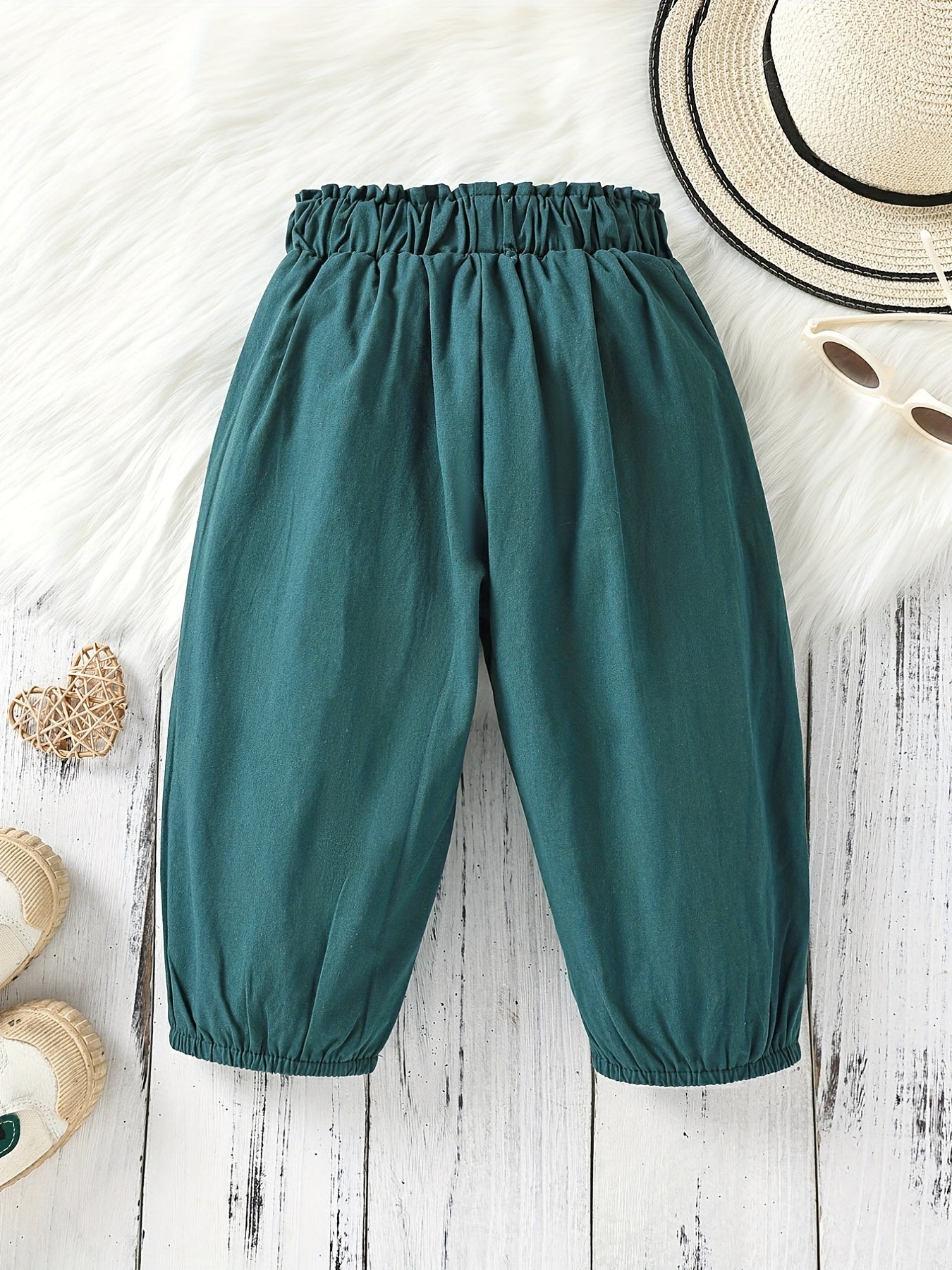 Girls Casual Bow Waist Capris Trousers