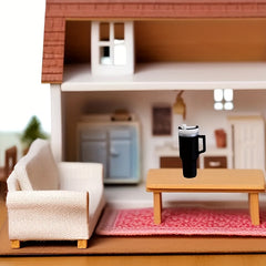 1/12 Mini Thermal Cup with Straw Dollhouse Kitchen Accessory (Orange)
