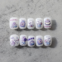 5D Embossed Dog Nail Stickers Self Adhesive Animal Nail Decals Pink