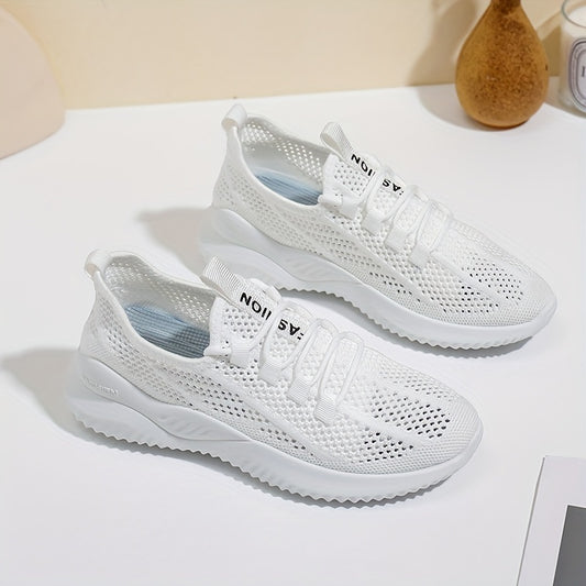 Women's Breathable Woven Sneakers Casual Lace Up Outdoor Shoes