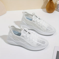 Women's Breathable Woven Sneakers Casual Lace Up Outdoor Shoes