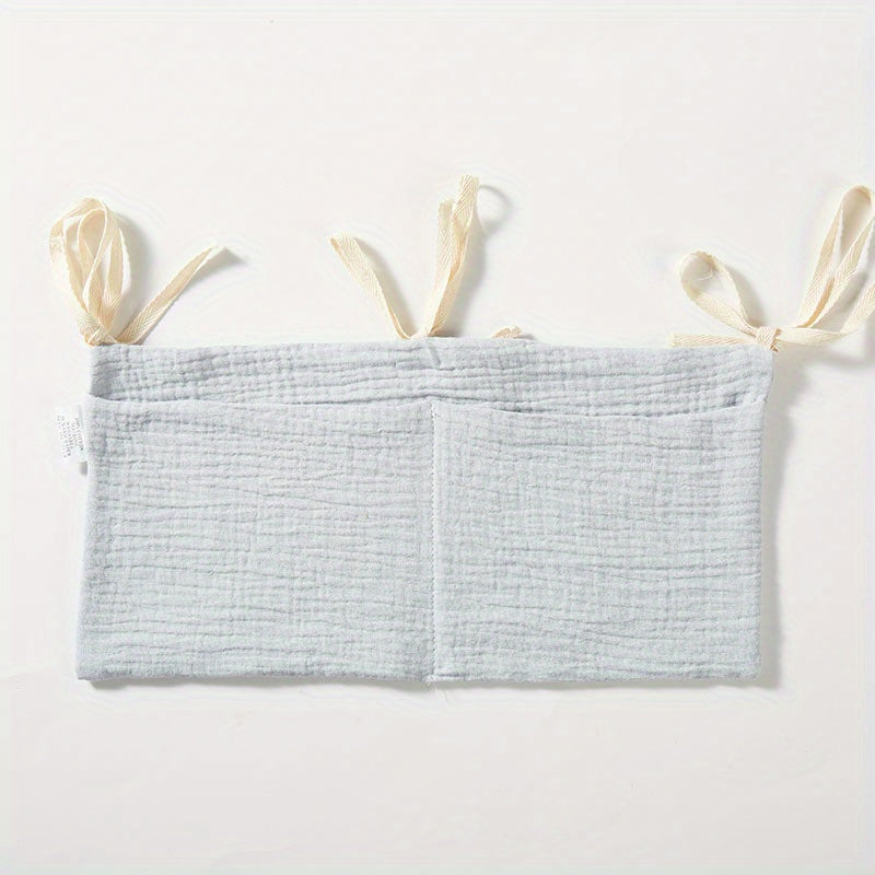 Grey Double Layer Cotton Baby Bedside Storage Bag