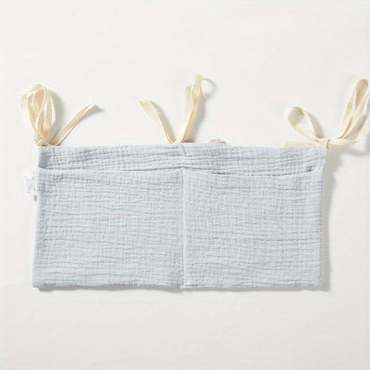Grey Double Layer Cotton Baby Bedside Storage Bag