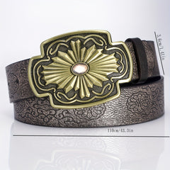 Floral Pattern Buckle Casual Belt for Men
