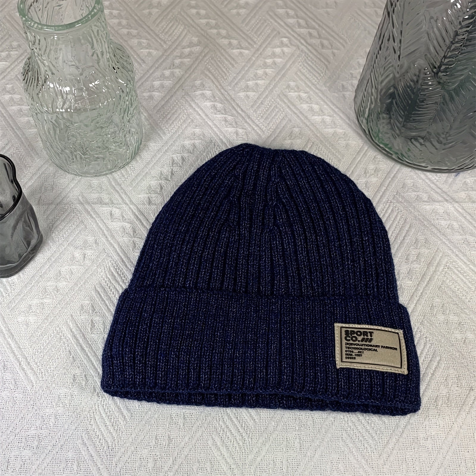 Winter Knitted Hat Velvet Lining Thickened Ear Protection Beanie Cap