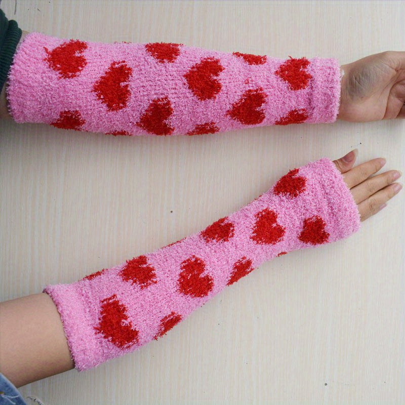 Velvet Thicken Arm Sleeve Warm Fingerless Sleeves For Women