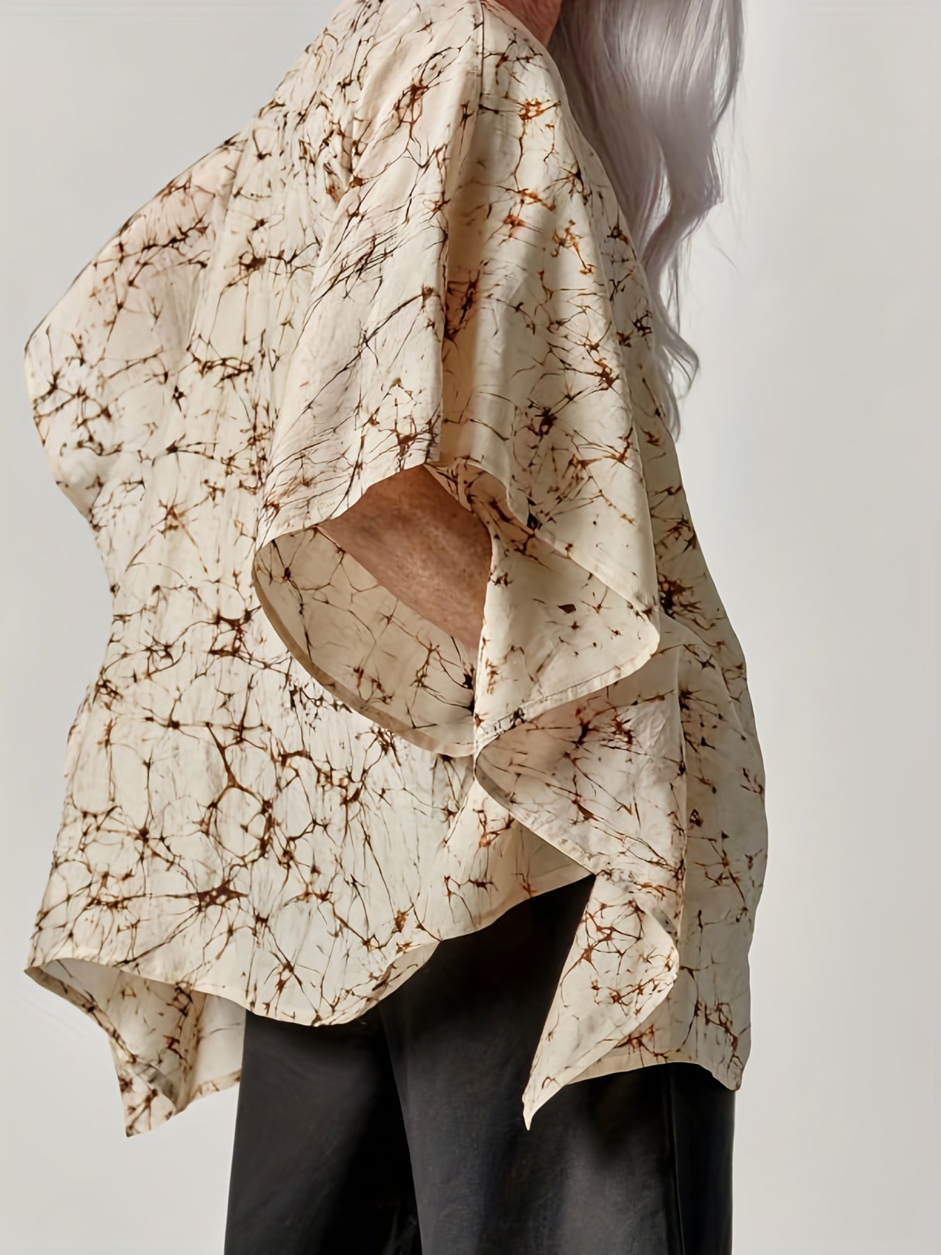  Casual Blouse Women's Plus Print Bat Sleeve Cardigan