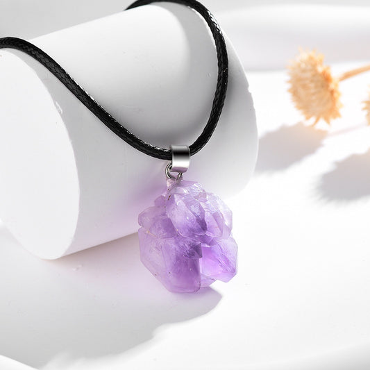 Men's Amethyst Pendant Necklace DIY Raw Stone Jewelry