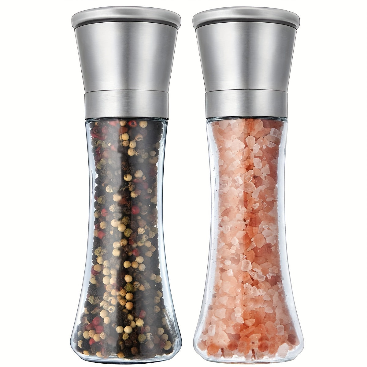 2pcs Glass Pepper & Salt Grinder Manual Mill Spice Crusher Bottle