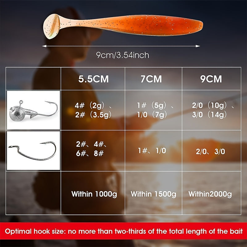 50pcs Soft Lures Fishing Swimbaits Paddle Plastic Tail Bait Trout Salmon Redfish