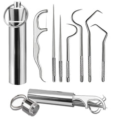 Portable Stainless Steel Toothpick Set with Stand & Bag