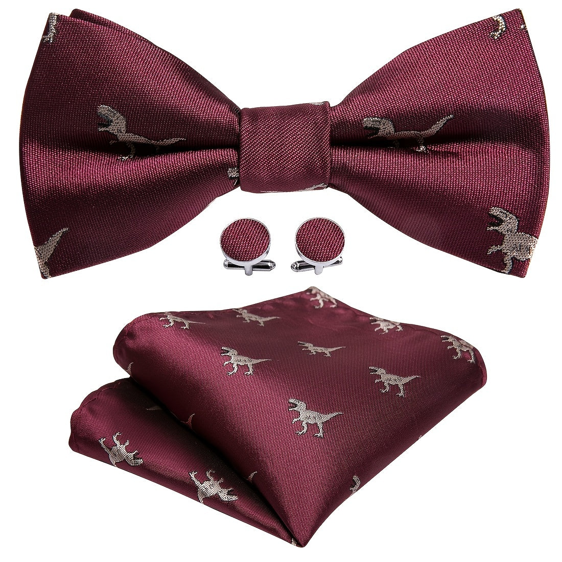 Barry Wang Mens Pre Tied Bow Tie Hanky Cufflinks Set