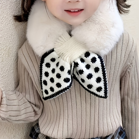 Kids Polka Dot Plush Scarf for Fall Winter