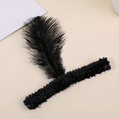 Feather Sequin Headband Crystal Head Piece Hair Accessory