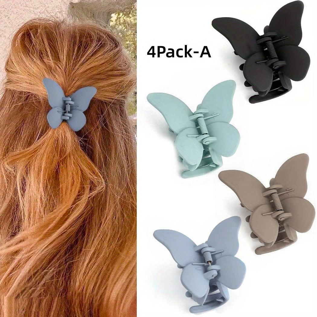 4pcs Matte Hair Claw Clip Butterfly Shape Sweet Hair Claw Girls Hair Accessory