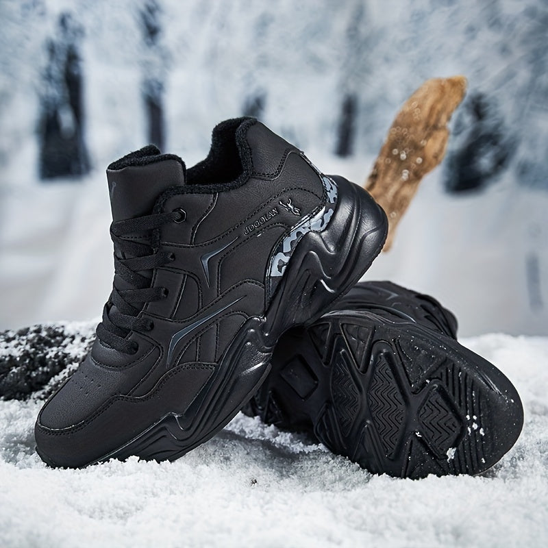 Men's Chunky Lace-up Winter Sneakers Fuzzy Inside Shoes