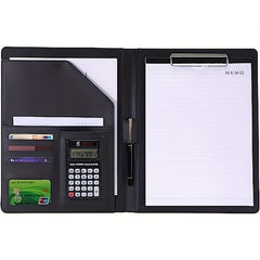 PU Leather Portfolio Folder w/ Clipboard Clip Padfolio - Business Interview Resu