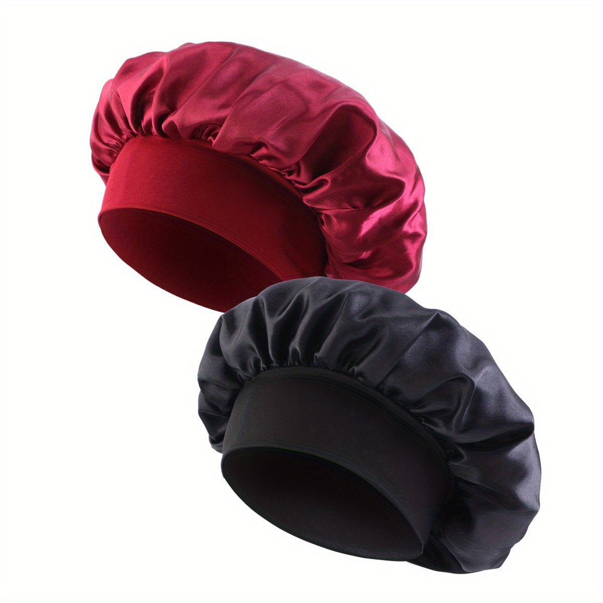 2pcs Satin Bonnet Night Sleep Hair Caps Silky Double Layer Hats