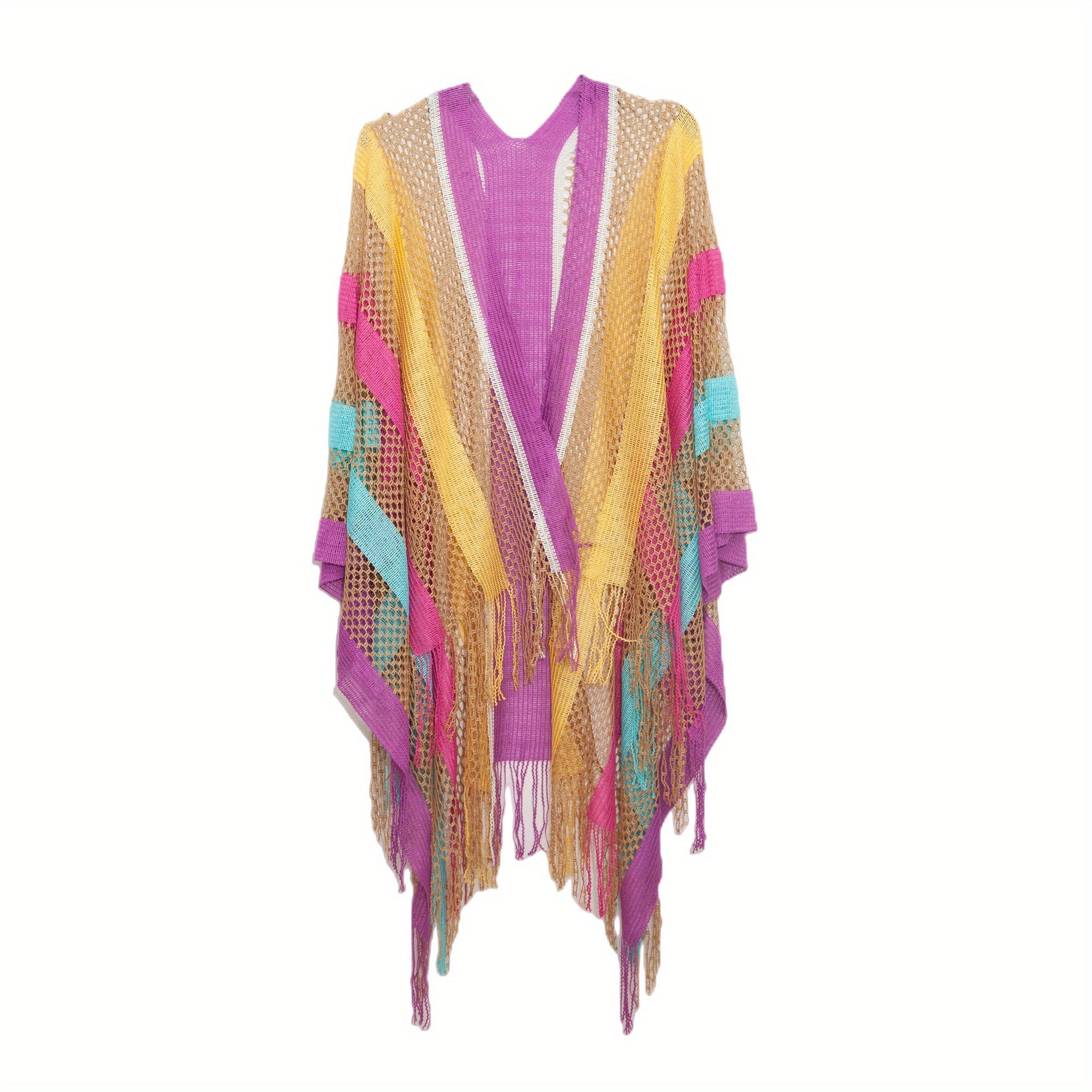 Rainbow Striped Bikini Cover Up Sunscreen Cardigan LGBT Pride Wrap Shawls