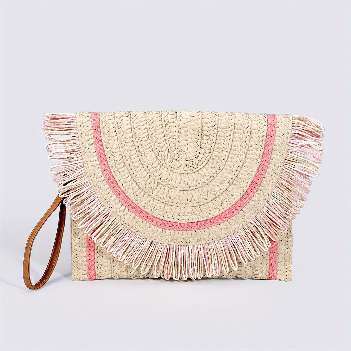 Minimalist Straw Square Bag Clutch Wallet Tassel Purse