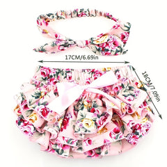 2pcs Baby Flower Pattern Shorts With Headband Set