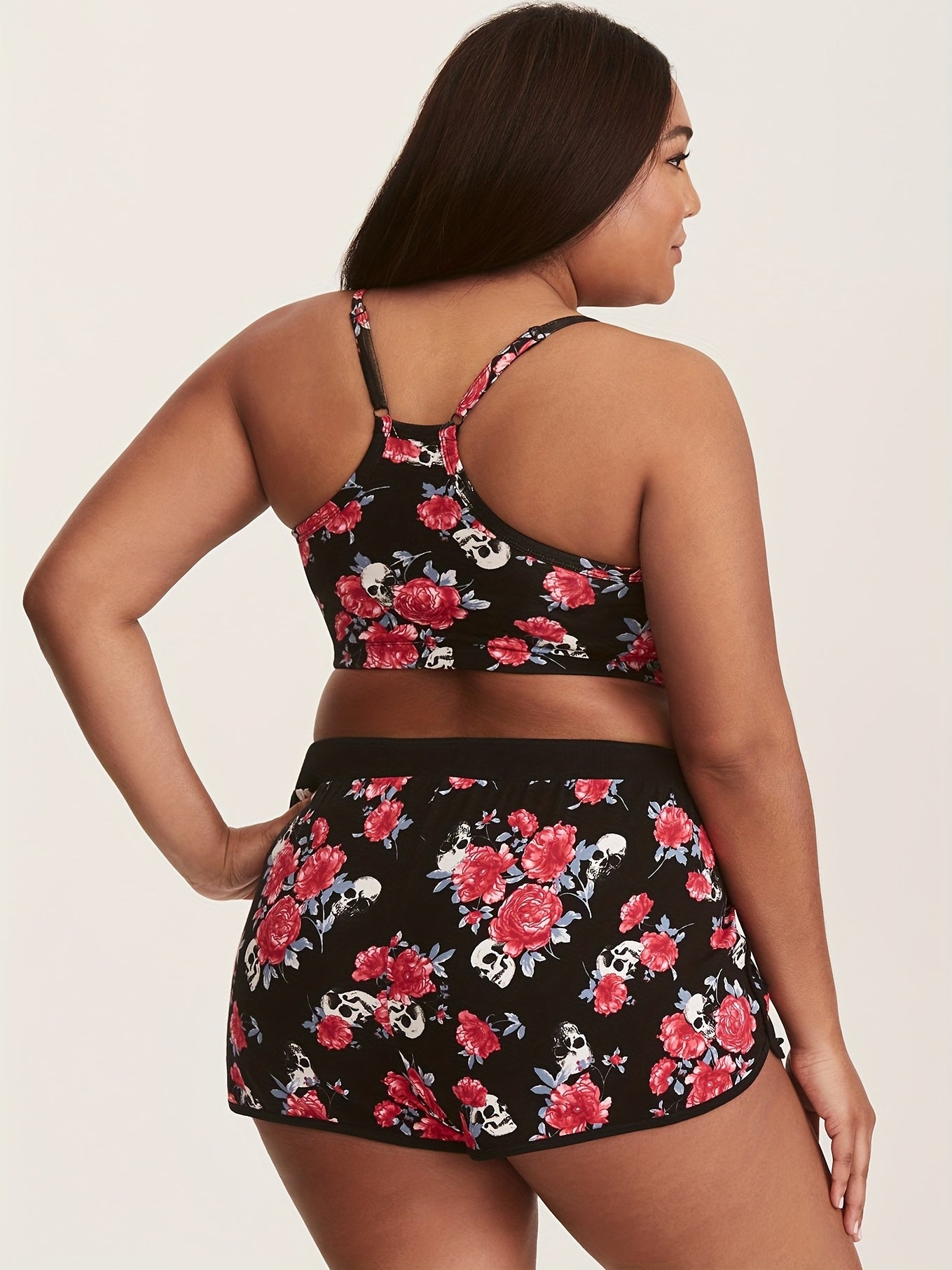  Rose & Skull Bra & Shorts Swimsuit Set