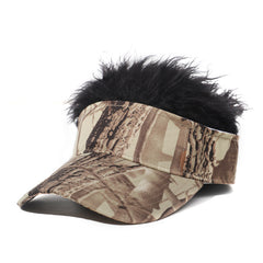 Men's Visor Hat With Wig