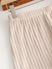  Women's Solid Ribbed High Rise Casual Pants