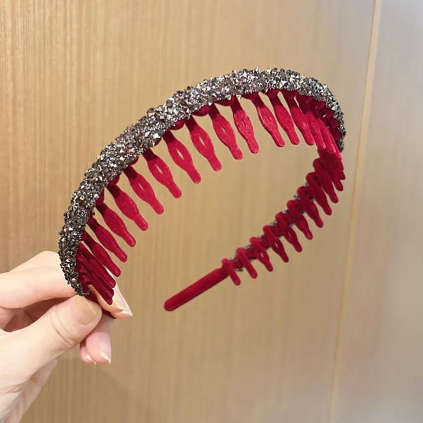Rhinestone Wave Hair Hoop Crystal Hairband Non slip Hair Accessory