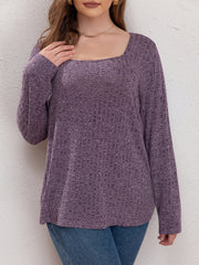  Solid Textured Long Sleeve Sweater