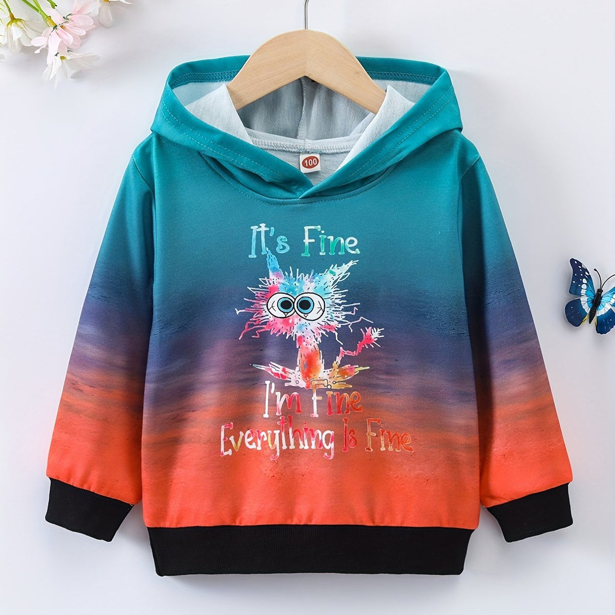 Tie dye Cat Graphic Girls' Hoodie Sweatshirt