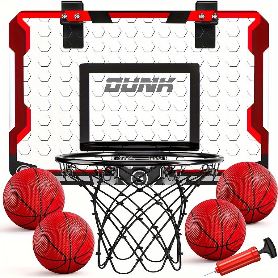 Indoor Basketball Hoop Set with 4 Balls, Complete Accessories
