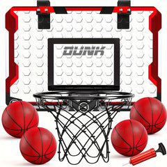 Indoor Basketball Hoop Set with 4 Balls, Complete Accessories