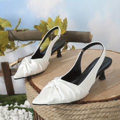 Women's Satin Kitten Heels Slingback Sandals Dress Sandals