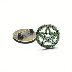 Green Plant Rattan Pentagram Brooch Tree Pendant Wiccan Star Pentacle Jewelry