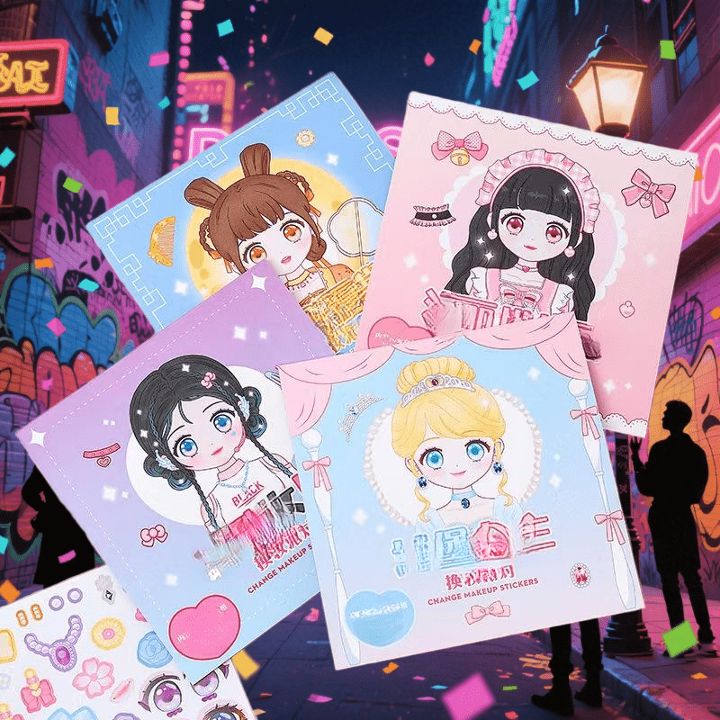 Interactive Doll Face Sticker Set Reusable Teenage Expression Perfect Birthday