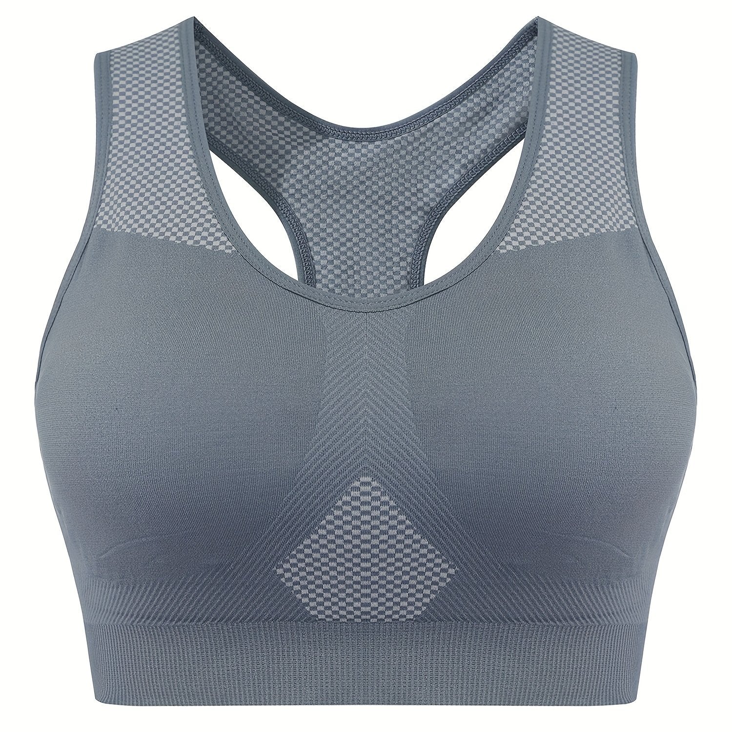  Sporty Bra Women's Geometric Pattern Round Neck Bra