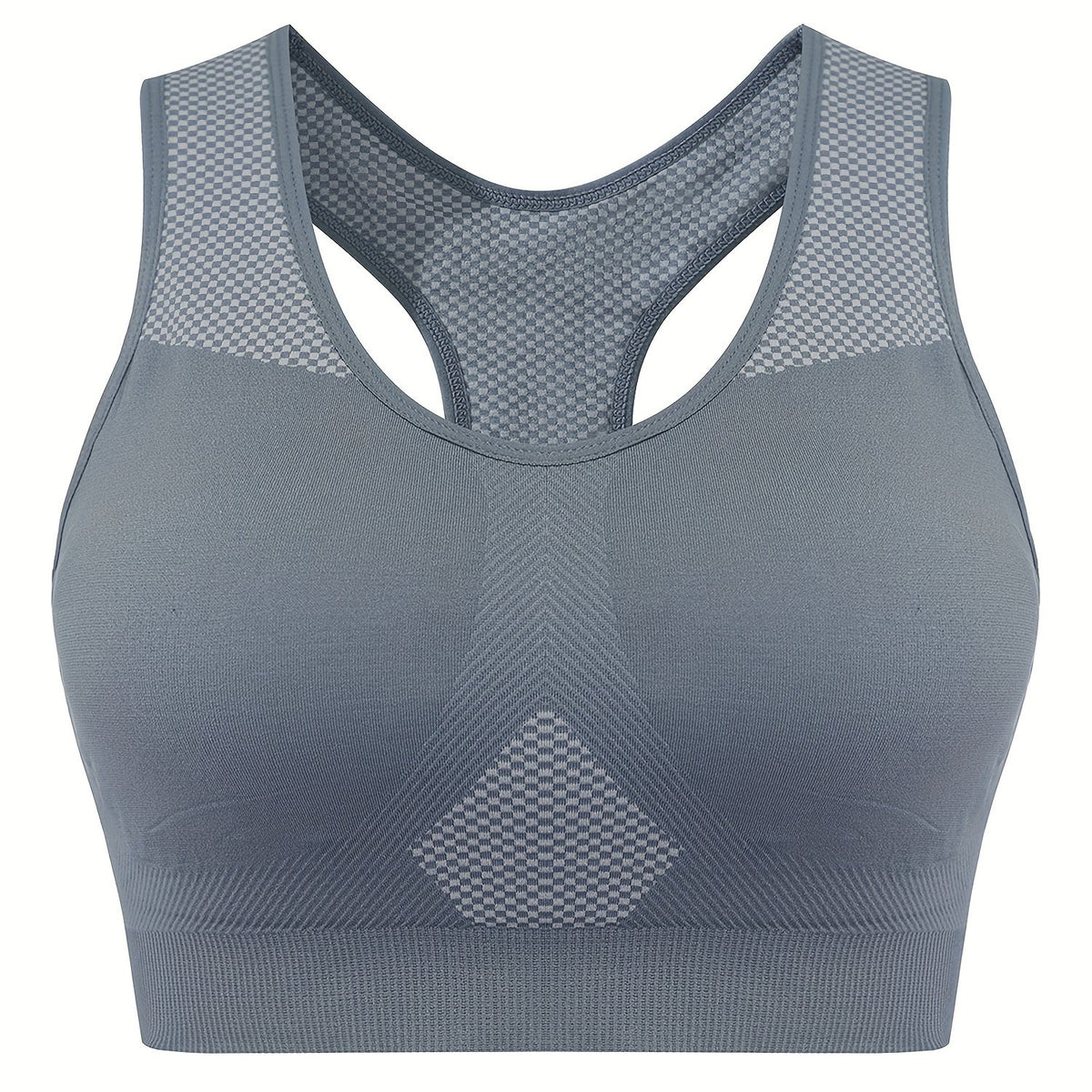  Sporty Bra Women's Geometric Pattern Round Neck Bra
