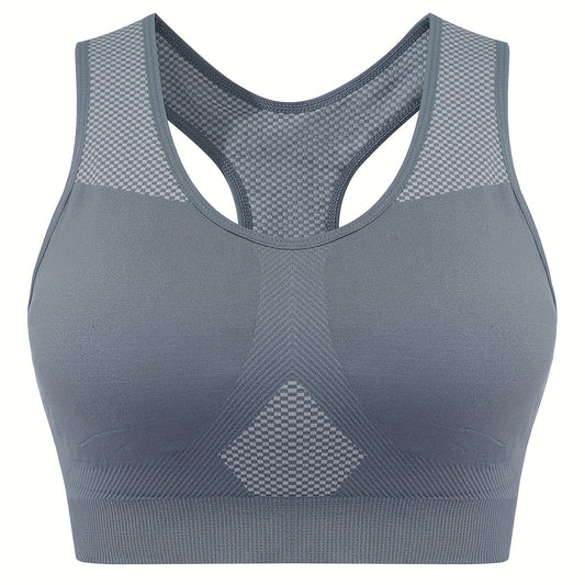  Sporty Bra Women's Geometric Pattern Round Neck Bra