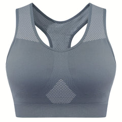  Sporty Bra Women's Geometric Pattern Round Neck Bra