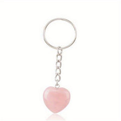 Heart Natural Stone Keychain Jewelry Key Ring Purse Bag Charm