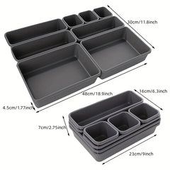 8pcs Drawer Organizer Plastic Storage Box Tableware Container