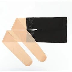 Lace Stitching High Waist Semi Sheer Footed Pantyhose