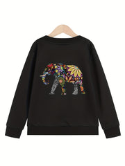 Floral Elephant Girls' Sweatshirt Pullover for Fall Winter